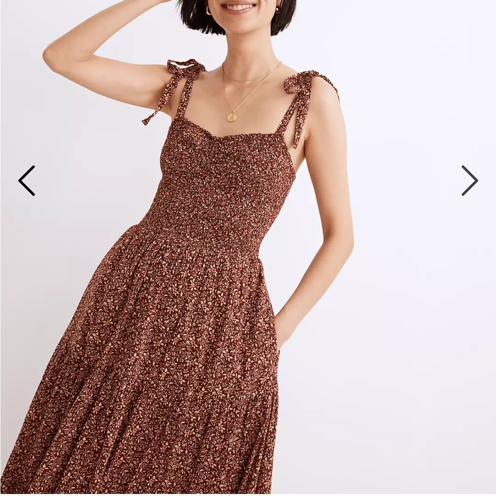 Madewell Lucie Tie-Strap Tiered Midi Dress in Florentine Floral